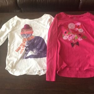 Lot of 2 girls long sleeve cat/flowers size 10-12.